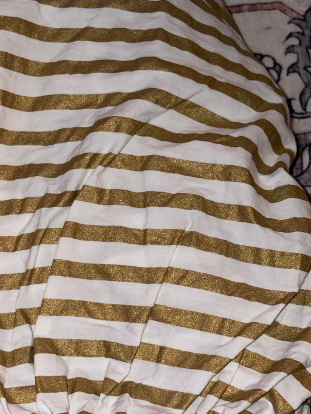 🍾 Pottery Barn Emily & Meritt gold striped QUEEN FITTED SHEET